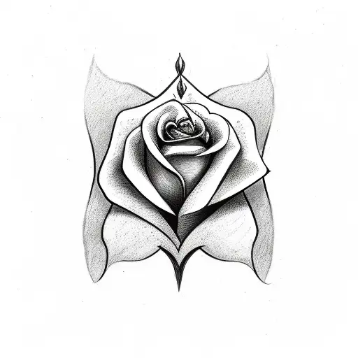 Letter M With A Dagger And Rose