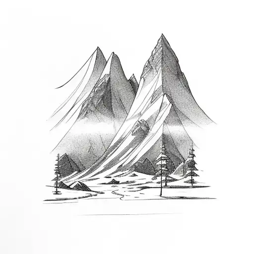 Arrow With Mountainous Landscaping