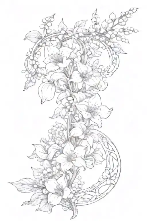 Lily Of The Valley Intertwined With Daisies And Morning Glories