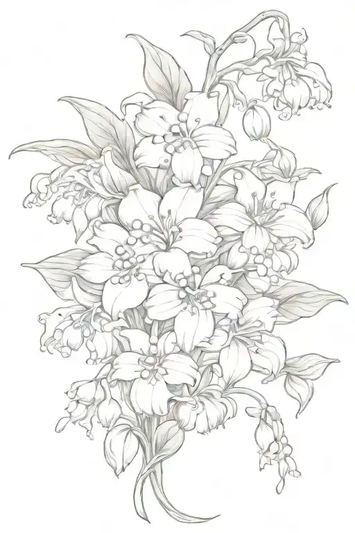 Lily Of The Valley Intertwined With Daisies And Morning Glories