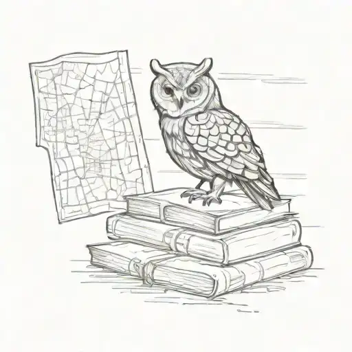 An Owl Perched On A Stack Of Books With A Map Of Novosibirsk In The Background