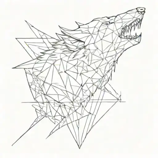 Incorporate Djent Music Influences Into A Tattoo Of A Geometric Wolf Howling At The Moon