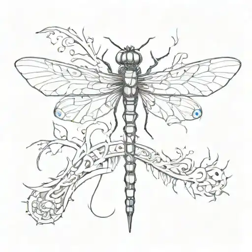 Cybersigilism Dragonfly Spine Tattoo Design