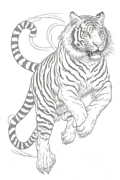 Full Body Tiger Walking Towards Roaring