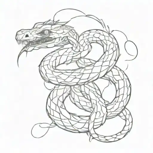 Stylized Snake Around Lightning