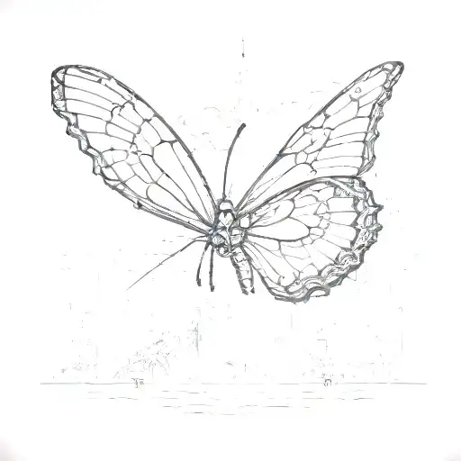 A Vintage Butterfly Design With The Skyline Of Buenos Aires In The Background