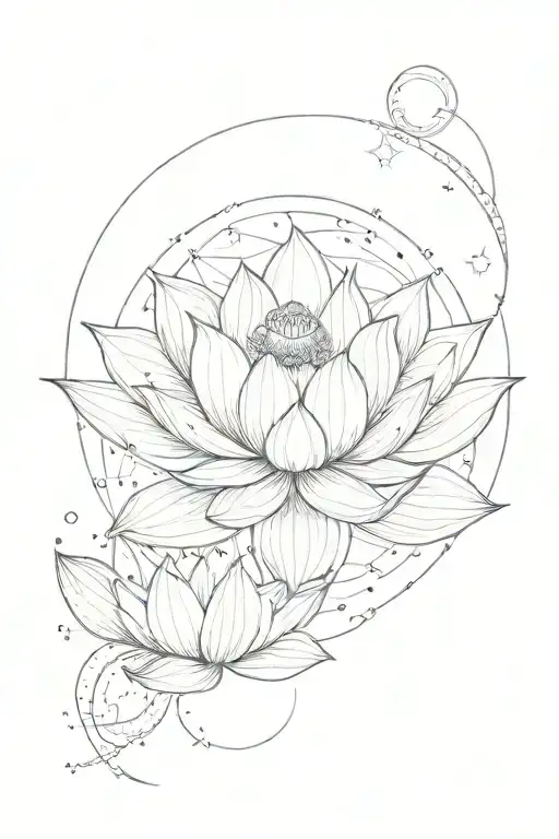 Lotus Emerging From The Moon With The Constellation Cancer