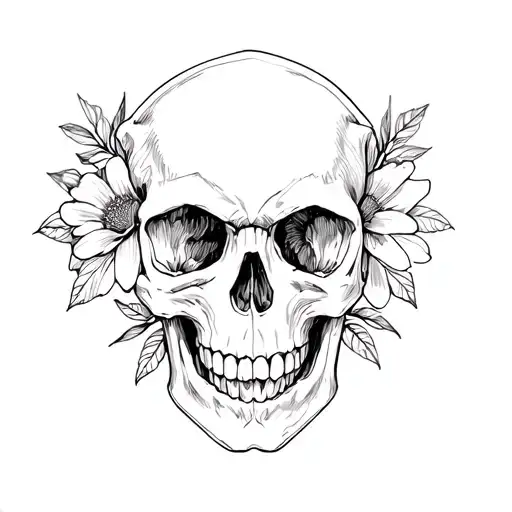 Skull And Flowers