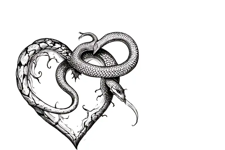 A Heart With A Snake Coming Out Of The Middle