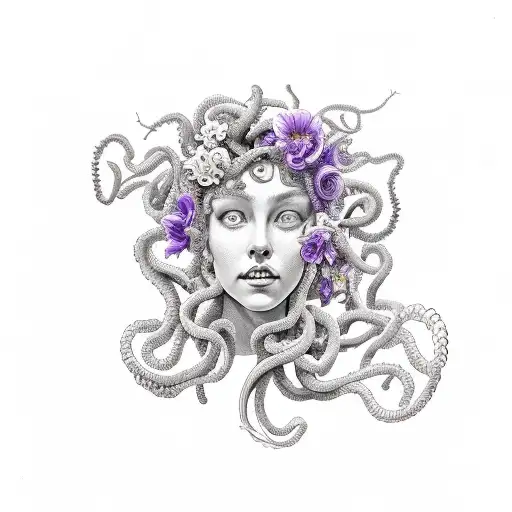 Medusa With Purple Flowers
