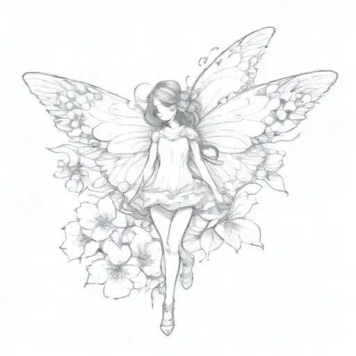 A Circle Of Cherry Blossoms Surrounds The Fairy Wings