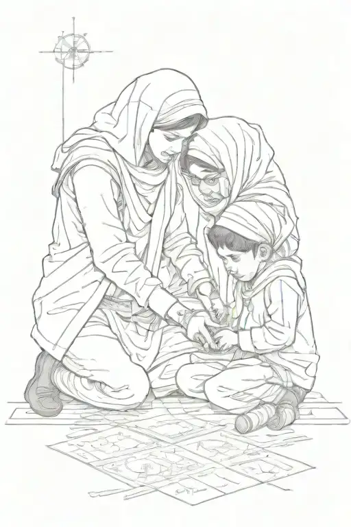 Muslim Girl Help Her Younger Sister In Math Formulas