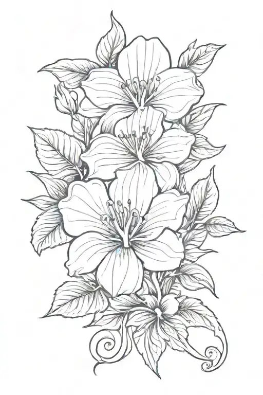 Violet Flower Tattoo With Adoption Symbol Intertwined Within The Lower Stem Of The Flower