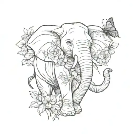 Elephant Playing With A Bee With Floral Ornament