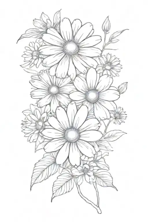 Daisy And Cosmos Flower Blooming