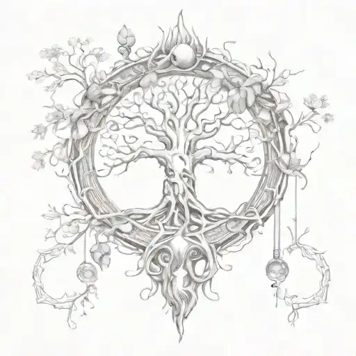 Uroboros And Tree Of Life Tattoo Design