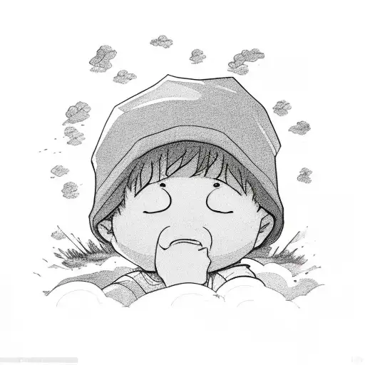 A Little Sad Boy Sits On The Edge Of A Mountain Looking Up At The Sky