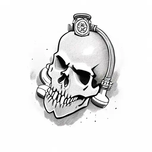Skull With A Firefighter Oxygen Mask