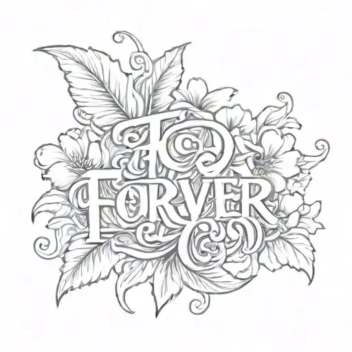The Word Forever In Old English Font With Hibiscu's