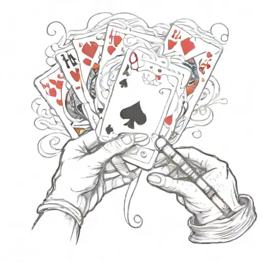 A Poker Hand With A Royal Flush Being Reeled In By A Fishing Rod