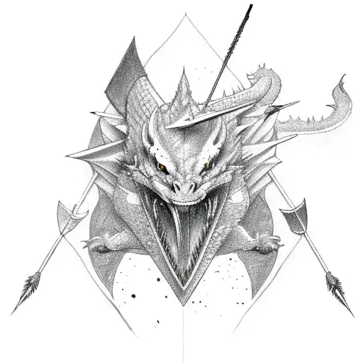 An Arrow With Half Of A Dragon