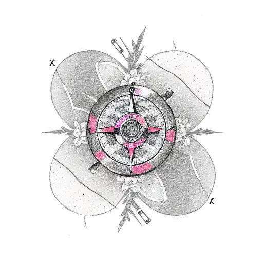 Girly Compass With Japanese Flowers