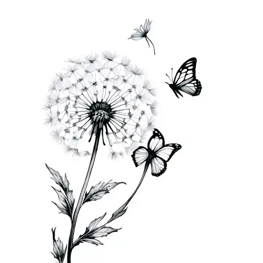 Dandelion Butterfly And Flower