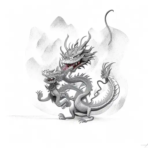 Sepent Eating Its Own Tail With A Dragon