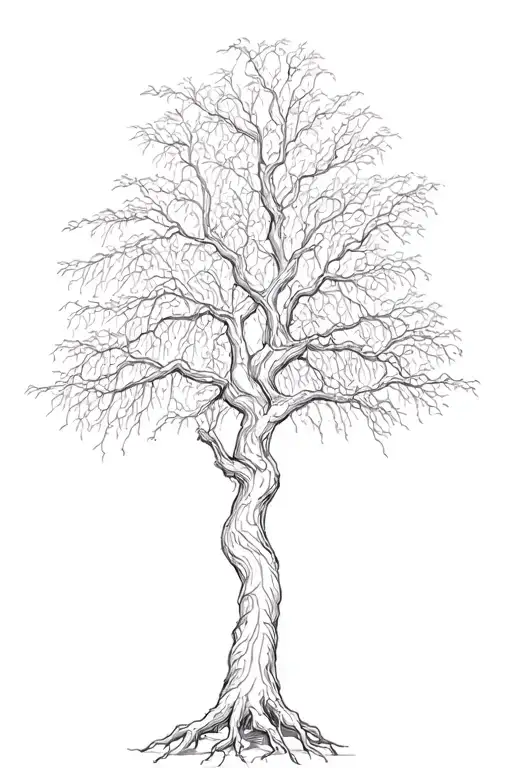 Willow Tree With Roots Reaching