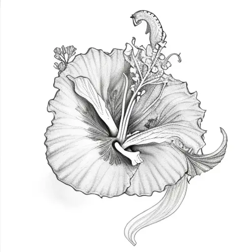 Hibiscus Flower With Dragon