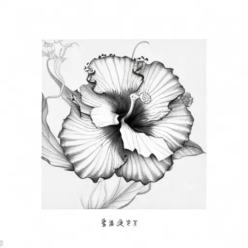 Hibiscus Flower With Giant Dragon