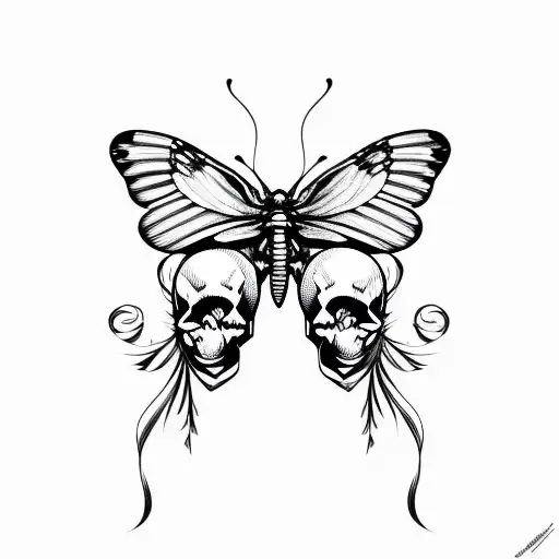 Skull Inside Butterfly Wings