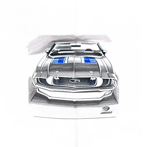 1971 Ford Mustang Convertible With Blue Stripes