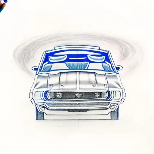 1971 Ford Mustang Convertible With Blue Stripes Horizontal