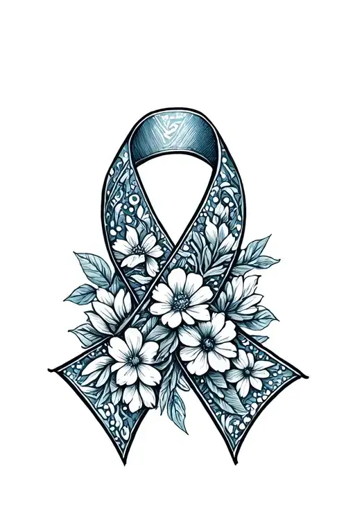 Cancer Ribbon Made Entirely Of Flowers