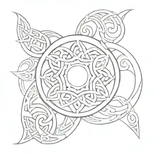 A Celtic Knotwork Design Incorporating Elements Of The Moon And Eclipse