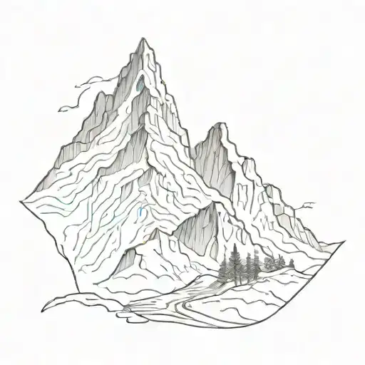 Mountain Sketch That Is Actually The Word Geva Incorporated In The Mountain