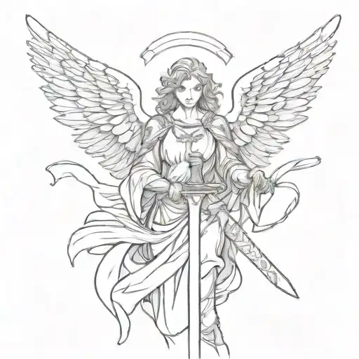 An Angel Holding A Sword