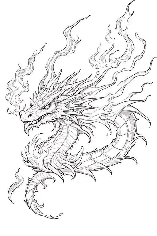 Dragon Breathing Fire Surrounded
