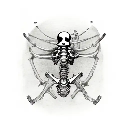 Perfume Bottle In The Shape Of A Rib Cage With A Lid In Skull Shape