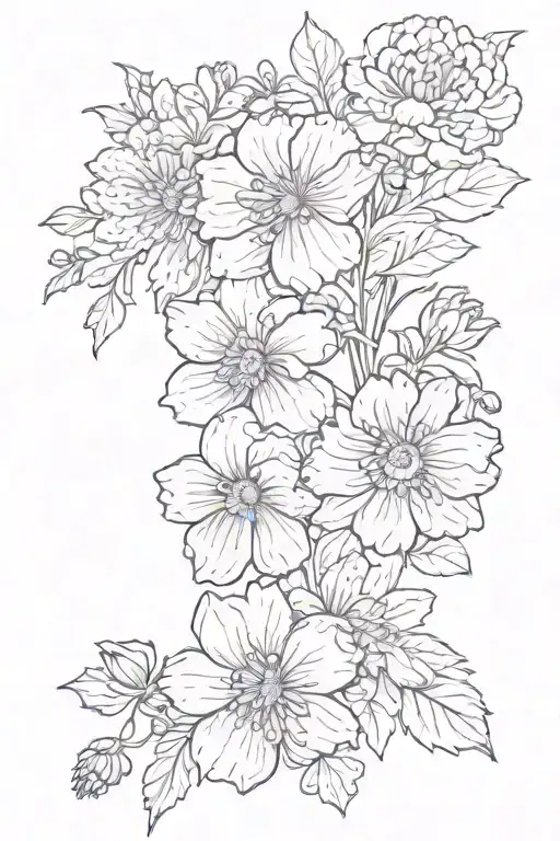 Violets And Chrysanthemums Bloomed Grouped Together