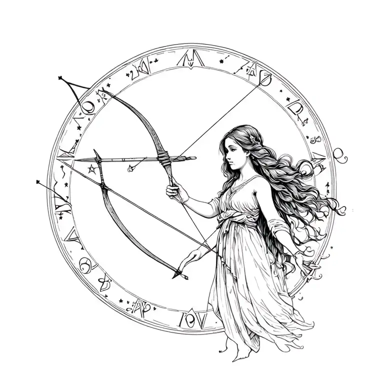 Girl Sagittarius And In Her Hands She Has A Bow From The Constellation Capricorn