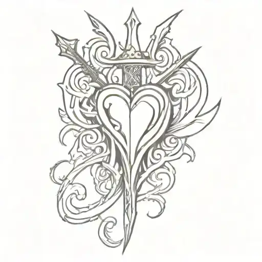 Tribal Y2k Heart And Dagger