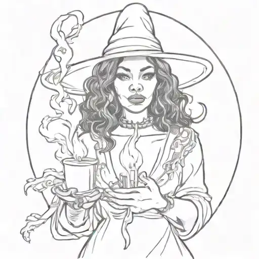 Black Woman Witch Holding A Candle Burning