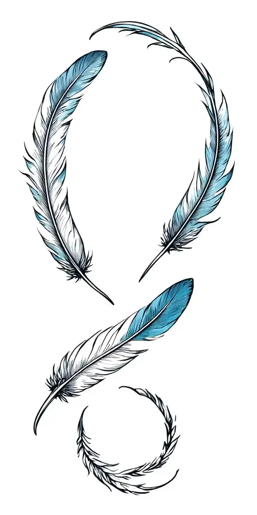 Semi Colon And Multiple Falling Feathers