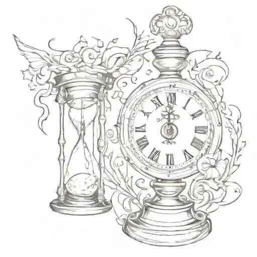 Broken Clock And Hourglass
