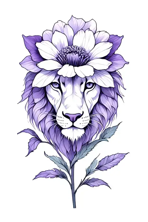 Violet Flower With Leo Zodiac Sign
