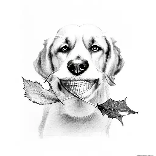 Dog With A Leaf In Mouth