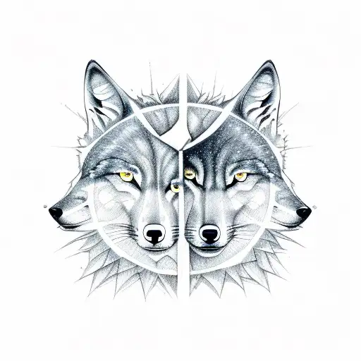 Two Wolfs Sun And Moon
