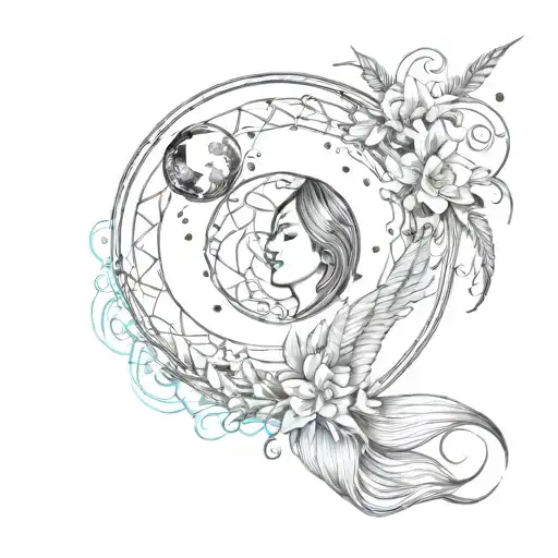 Dream Cather With Moon And Yin Yang Symbol Made